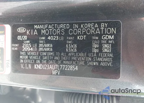 2020 Kia Soul S из США, поврежденный, VIN KNDJ23AU7L7722854